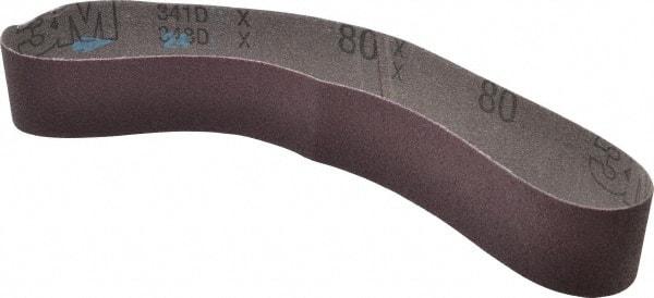 3M - 1-1/2" Wide x 24" OAL, 80 Grit, Aluminum Oxide Abrasive Belt - Aluminum Oxide, Medium, Coated, X Weighted Cloth Backing, Series 341D - Top Tool & Supply