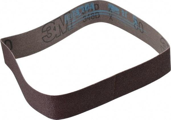 3M - 1-3/16" Wide x 21-1/4" OAL, 80 Grit, Aluminum Oxide Abrasive Belt - Aluminum Oxide, Medium, Coated, X Weighted Cloth Backing, Series 341D - Top Tool & Supply