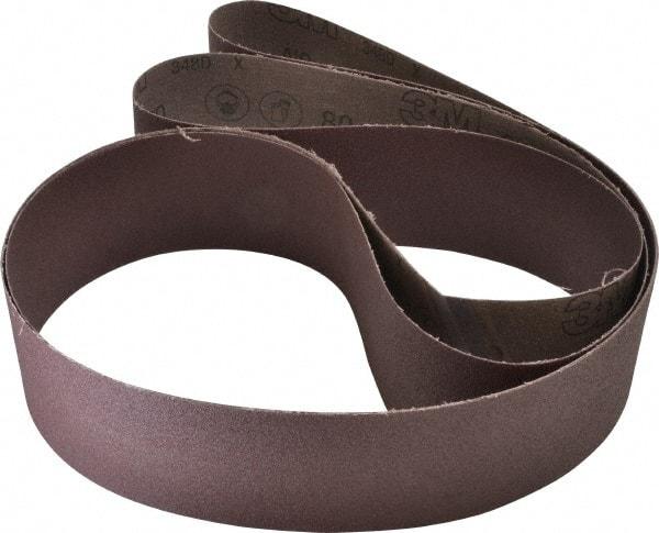 3M - 3" Wide x 120" OAL, 80 Grit, Aluminum Oxide Abrasive Belt - Aluminum Oxide, Medium, Coated, X Weighted Cloth Backing, Series 341D - Top Tool & Supply