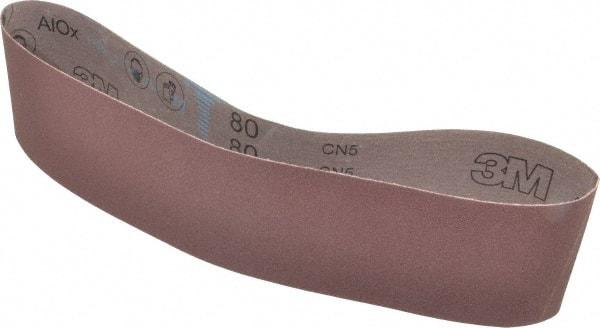 3M - 4" Wide x 36" OAL, 80 Grit, Aluminum Oxide Abrasive Belt - Aluminum Oxide, Medium, Coated, X Weighted Cloth Backing, Series 340D - Top Tool & Supply