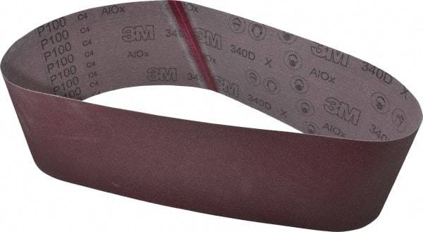 3M - 6" Wide x 48" OAL, 100 Grit, Aluminum Oxide Abrasive Belt - Aluminum Oxide, Fine, Coated, X Weighted Cloth Backing, Series 340D - Top Tool & Supply