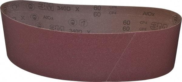 3M - 6" Wide x 48" OAL, 60 Grit, Aluminum Oxide Abrasive Belt - Aluminum Oxide, Medium, Coated, X Weighted Cloth Backing, Series 340D - Top Tool & Supply