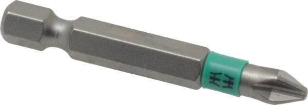 Wera - #2 Phillips Screwdriver Bit - 1/4" Hex Drive, 2" OAL - Top Tool & Supply