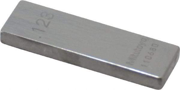 Mitutoyo - 0.123" Rectangular Steel Gage Block - Accuracy Grade 0, Includes Certificate of Inspection - Top Tool & Supply