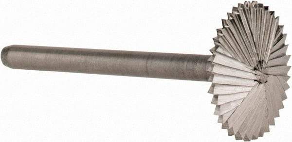 Made in USA - 5/8" Cut Diam, 1/8" Shank Diam, Double Angle Head Double Cut Burr - High Speed Steel, 1/8" LOC, 1-1/2" OAL - Top Tool & Supply