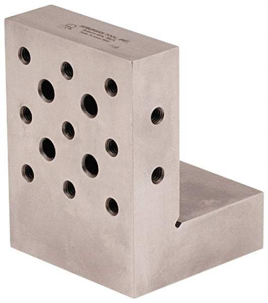 Suburban Tool - 3" Wide x 4" Deep x 3" High Steel Precision-Ground Angle Plate - Standard Plate, Machined Holes on Surface, Open End, 1" Thick, Pair of Plates - Top Tool & Supply