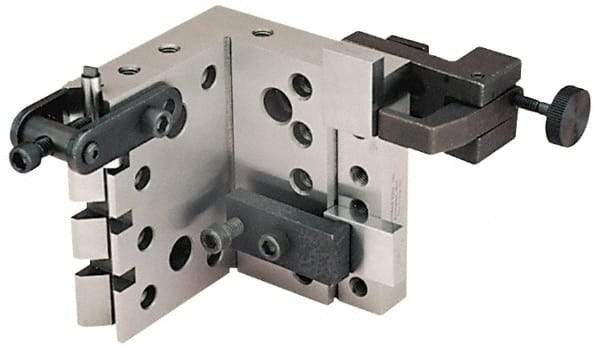 Suburban Tool - 4" Wide x 4" Deep x 4-1/2" High Steel Precision-Ground Angle Plate - V-Step Plate, Machined Holes on Surface, Open End, 1" Thick, Pair of Plates - Top Tool & Supply