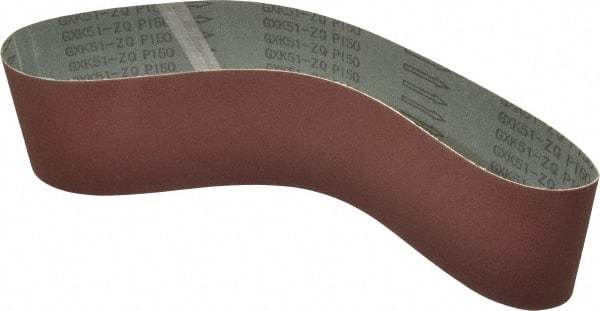 Tru-Maxx - 4" Wide x 36" OAL, 150 Grit, Aluminum Oxide Abrasive Belt - Aluminum Oxide, Very Fine, Coated, X Weighted Cloth Backing - Top Tool & Supply