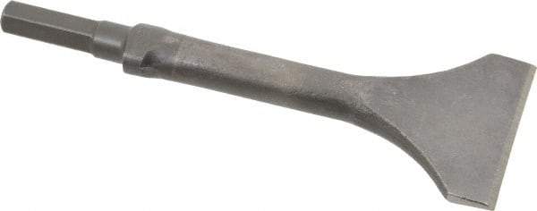 Made in USA - 3" Head Width, 9" OAL, 1/2" Shank Diam, Scaling Chisel - Hex Drive, Hex Shank, Alloy Steel - Top Tool & Supply