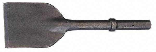 Made in USA - 5" Head Width, 11" OAL, 1-1/8" Shank Diam, Asphalt Cutter Chisel - Hex Drive, Hex Shank, Alloy Steel - Top Tool & Supply