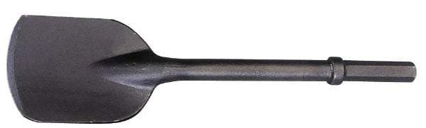 Made in USA - 5-1/2" Head Width, 22" OAL, 1-1/4" Shank Diam, Spade Chisel - Hex Drive, Hex Shank, Alloy Steel - Top Tool & Supply