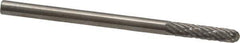 Made in USA - 1/8" Cut Diam, 1/8" Shank Diam, Cylinder with Radius Head Double Cut Burr - Carbide, Radius End, 9/16" LOC, 2" OAL - Top Tool & Supply