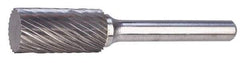 M.A. Ford - 7/16" Cut Diam, 1/4" Shank Diam, Cylinder Head Double Cut Burr - Carbide, Flat End, 1" LOC, 3" OAL - Top Tool & Supply