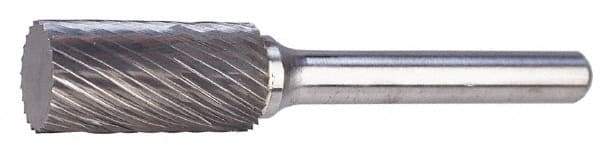 SGS Pro - 3/4" Cut Diam, 1/4" Shank Diam, Cylinder Head Single Cut Burr - Carbide, Flat End, 1" LOC, 2-3/4" OAL - Top Tool & Supply