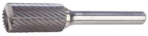 Atrax - 3/4" Cut Diam, 1/4" Shank Diam, Cylinder Head Double Cut Burr - Carbide, Flat End, 3/4" LOC, 2-1/2" OAL - Top Tool & Supply