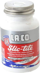 LA-CO - 1/4 Pt Brush Top Can White Thread Sealant - Paste with PTFE, 500°F Max Working Temp, For Metal, PVC, CPVC & ABS Plastic Pipe Threads - Top Tool & Supply