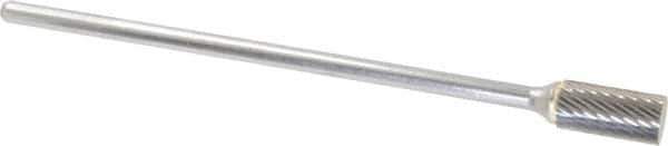 Atrax - 1/2" Cut Diam, 1/4" Shank Diam, Cylinder Head Single Cut Burr - Carbide, Flat End, 1" LOC, 7" OAL - Top Tool & Supply