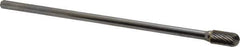 Atrax - 3/8" Cut Diam, 1/4" Shank Diam, Cylinder with Radius Head Single Cut Burr - Carbide, Radius End, 3/4" LOC, 6-3/4" OAL - Top Tool & Supply