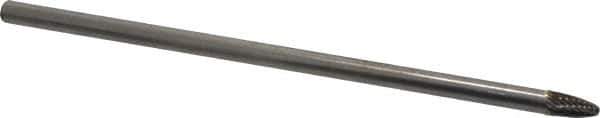 Atrax - 1/4" Cut Diam, 1/4" Shank Diam, Tree Head Single Cut Burr - Carbide, Radius End, 1/2" LOC, 6-3/4" OAL - Top Tool & Supply