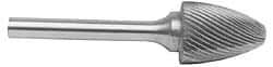 M.A. Ford - 1/8" Cut Diam, 1/8" Shank Diam, Tree with Radius Head Double Cut Burr - Carbide, Radius End, 1/4" LOC, 1-1/2" OAL - Top Tool & Supply