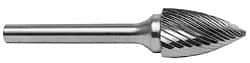 M.A. Ford - 1/8" Cut Diam, 1/8" Shank Diam, Tree Head Single Cut Burr - Carbide, Point End, 1/4" LOC, 1-1/2" OAL - Top Tool & Supply