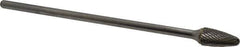 Atrax - 1/2" Cut Diam, 1/4" Shank Diam, Tree with Radius Head Double Cut Burr - Carbide, Radius End, 1" LOC, 7" OAL - Top Tool & Supply