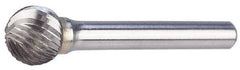 M.A. Ford - 3/16" Cut Diam, 1/4" Shank Diam, Ball Head Single Cut Burr - Carbide, Radius End, 5/32" LOC, 2" OAL - Top Tool & Supply