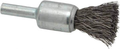 Weiler - 1/2" Brush Diam, Crimped, End Brush - 1/4" Diam Steel Shank, 25,000 Max RPM - Top Tool & Supply