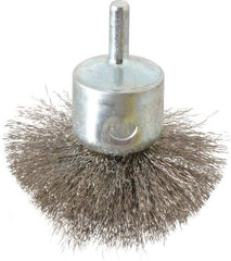 Weiler - 2-3/4" Brush Diam, Crimped, Flared End Brush - 1/4" Diam Shank, 16,000 Max RPM - Top Tool & Supply