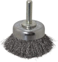 Weiler - 1-3/4" Diam, 1/4" Shank Diam, Steel Fill Cup Brush - 0.006 Wire Diam, 3/4" Trim Length, 13,000 Max RPM - Top Tool & Supply