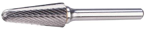 M.A. Ford - 3/8" Cut Diam, 1/4" Shank Diam, Taper Head Single Cut Burr - Carbide, Radius End, 1-1/8" LOC, 3-3/16" OAL - Top Tool & Supply