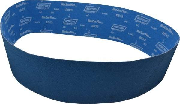 Norton - 6" Wide x 60" OAL, 60 Grit, Zirconia Alumina Abrasive Belt - Zirconia Alumina, Medium, Coated, X Weighted Cloth Backing, Series R823 - Top Tool & Supply