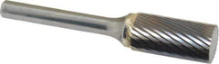 Atrax - 1/2" Cut Diam, 6mm Shank Diam, Cylinder Head Single Cut Burr - Carbide, Flat End, 1" LOC, 2-3/4" OAL - Top Tool & Supply