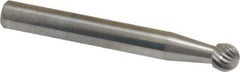 Atrax - 1/4" Cut Diam, 6mm Shank Diam, Ball Head Single Cut Burr - Carbide, Radius End, 1/4" LOC, 2" OAL - Top Tool & Supply