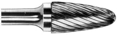 M.A. Ford - 1/4" Cut Diam, 1/4" Shank Diam, Tree with Radius Head Single Cut Burr - Carbide, Radius End, 5/8" LOC, 2" OAL - Top Tool & Supply