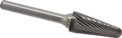 Made in USA - 1/2" Cut Diam, 6mm Shank Diam, Cone Head Single Cut Burr - Carbide, 1-1/8" LOC, 2-7/8" OAL - Top Tool & Supply