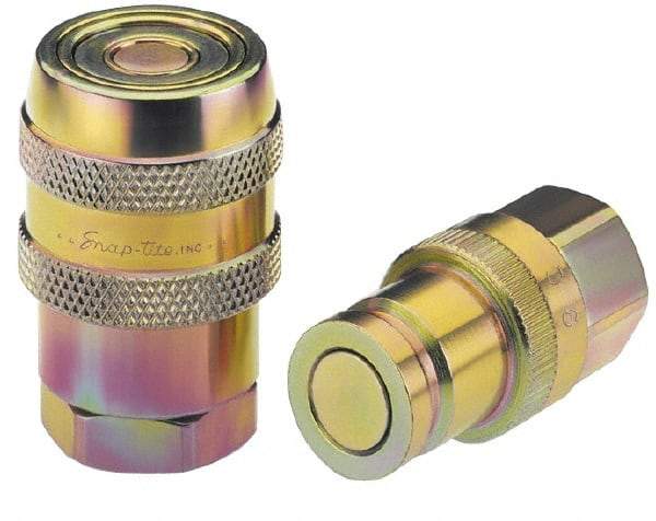 Parker - 3/4 Thread Stainless Steel Hydraulic Hose Valved Coupler - 5,000 psi, 40 GPM - Top Tool & Supply