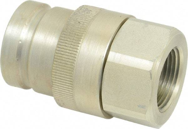 Parker - 1 Thread Steel Hydraulic Hose Valved Coupler - 7,500 psi, 90 GPM - Top Tool & Supply