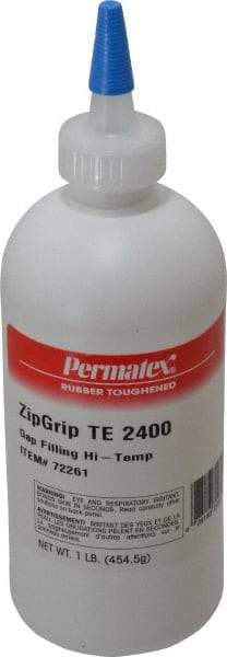 Devcon - 1 Lb Bottle Clear Instant Adhesive - Series TE 2400, 30 sec Working Time, Bonds to Metal, Plastic & Rubber - Top Tool & Supply