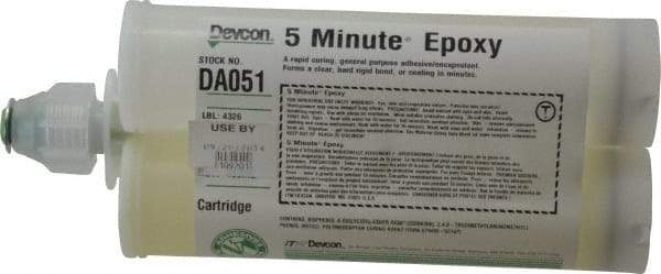 Devcon - 400 mL Cartridge Two Part Epoxy - 3 to 6 min Working Time, 1,900 psi Shear Strength - Top Tool & Supply