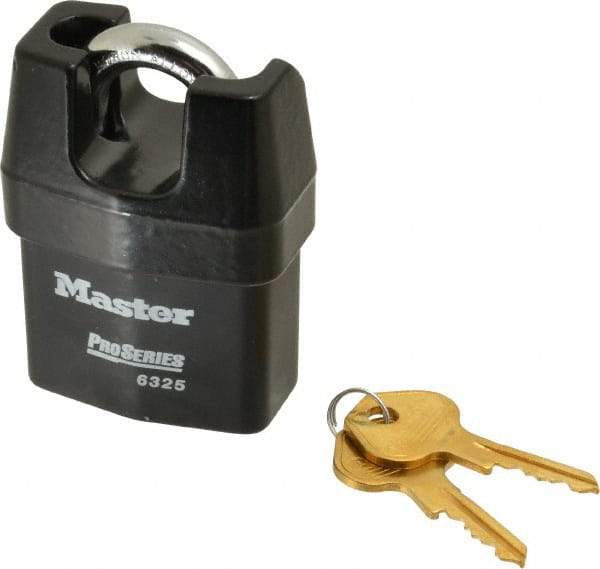 Master Lock - 3/4" Shackle Clearance, Keyed Different Padlock - 3/8" Shackle Width, 3/8" Shackle Diam, Laminated Steel - Top Tool & Supply