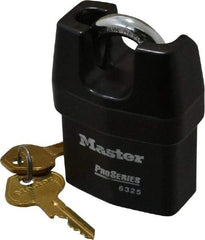 Master Lock - 3/4" Shackle Clearance, Keyed Alike Padlock - 3/8" Shackle Width, 3/8" Shackle Diam, Laminated Steel - Top Tool & Supply