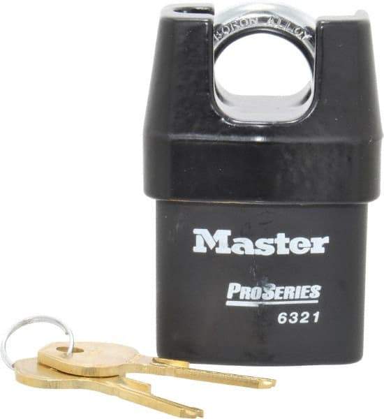 Master Lock - 3/4" Shackle Clearance, Keyed Alike Padlock - 5/16" Shackle Width, 5/16" Shackle Diam, Laminated Steel - Top Tool & Supply