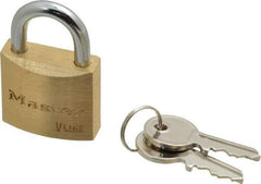 Master Lock - 9/16" Shackle Clearance, Keyed Alike Padlock - 3/16" Shackle Diam, Brass - Top Tool & Supply