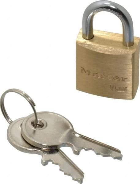 Master Lock - 7/16" Shackle Clearance, Keyed Alike Padlock - 5/32" Shackle Diam, Brass - Top Tool & Supply