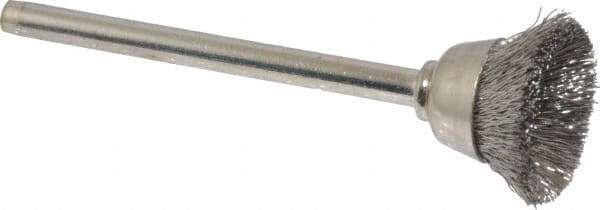 Anderson - 9/16" Diam, 1/8" Shank Diam, Stainless Steel Fill Cup Brush - 0.005 Wire Diam, 25,000 Max RPM - Top Tool & Supply