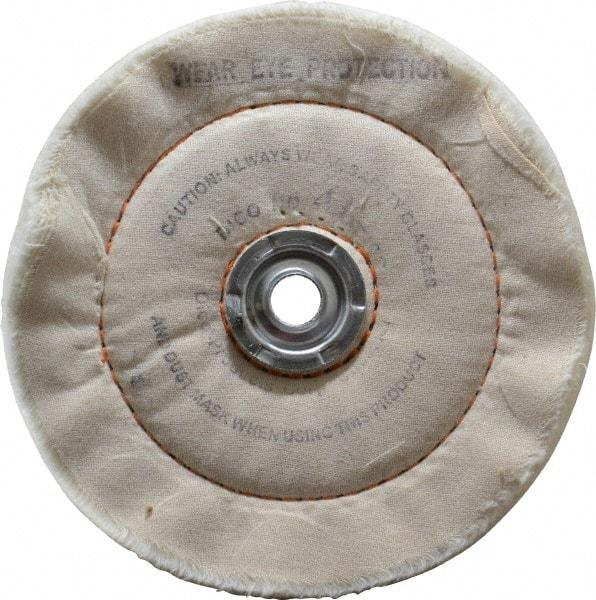 Dico - 6" Diam x 3/4" Thick Unmounted Buffing Wheel - Cushion Sewn, 1/2" Arbor Hole, Medium Density - Top Tool & Supply