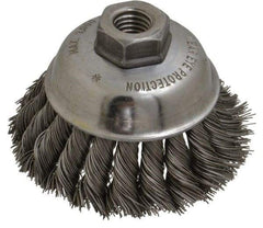 Anderson - 3-1/2" Diam, 5/8-11 Threaded Arbor, Steel Fill Cup Brush - 0.02 Wire Diam, 1-1/4" Trim Length, 9,000 Max RPM - Top Tool & Supply