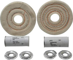 Dico - 4" Diam Cushion Sewn, Spiral Sewn Buffing Wheel Set - 1/2" Arbor Hole, Emery - Top Tool & Supply