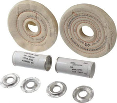 Dico - 4" Diam Cushion Sewn, Spiral Sewn Buffing Wheel Set - 1/2 - 1" Arbor Hole, Tripoli - Top Tool & Supply